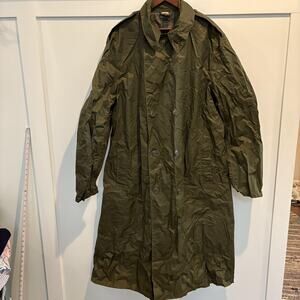 Vintage Brownwood Mfg Trench Coat Mens 46 Extra Long Nylon Raincoat 70s‎